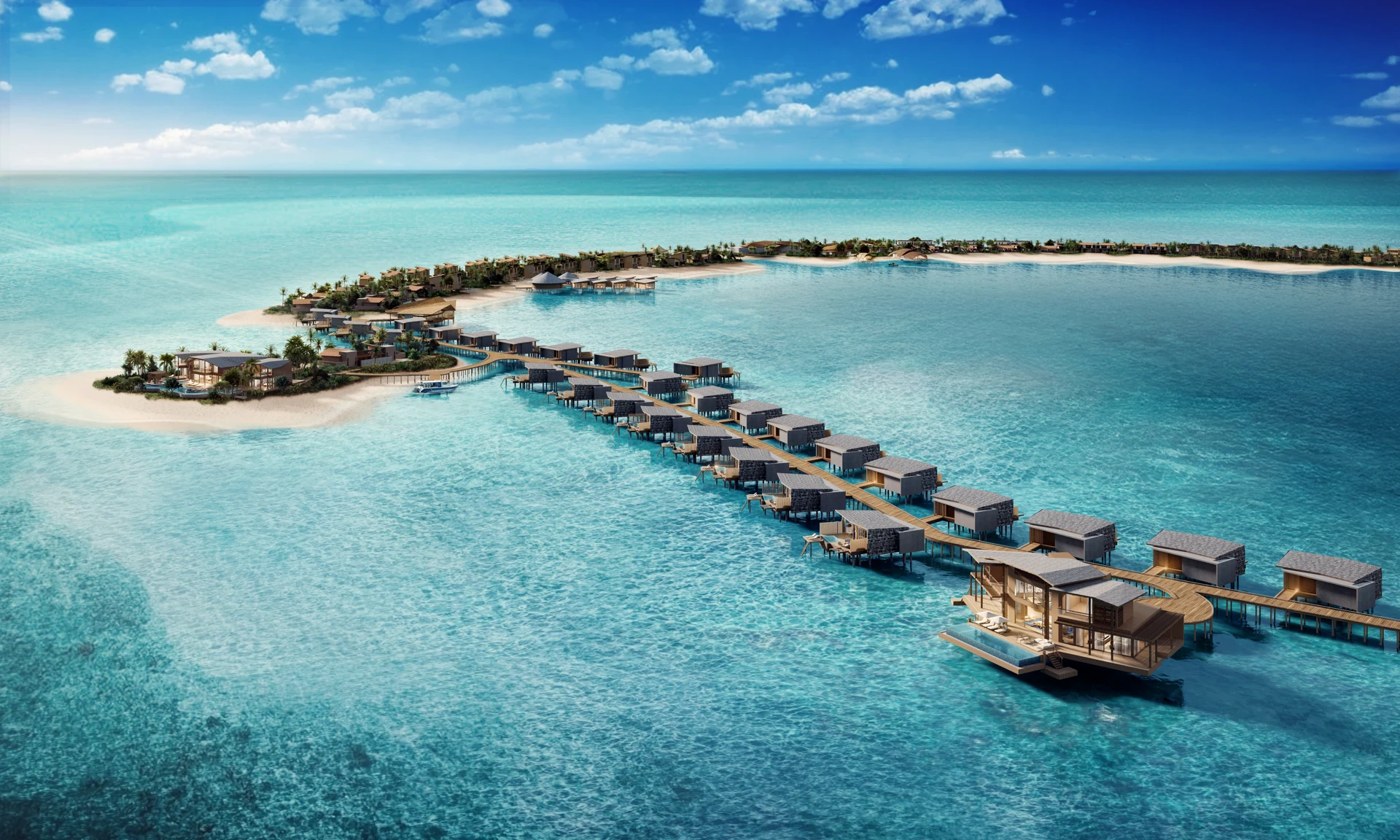 Hyatt Regency Samarafushi Maldives · geplante Insel und Wasservillen · offizielle Visualisierung von Hyatt