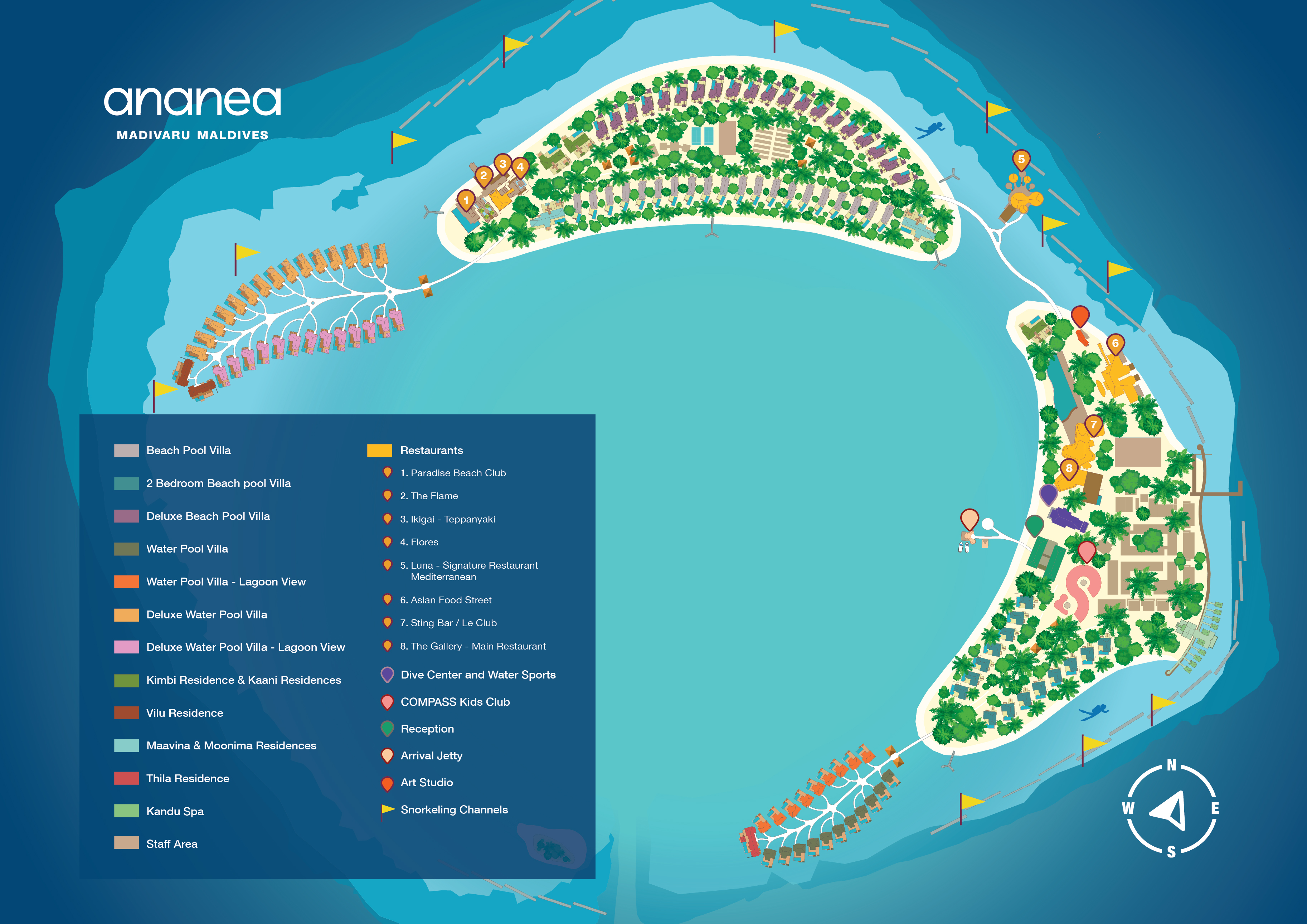 ananea Madivaru Maldives · offizielle Resort-Map mit beiden Inseln
