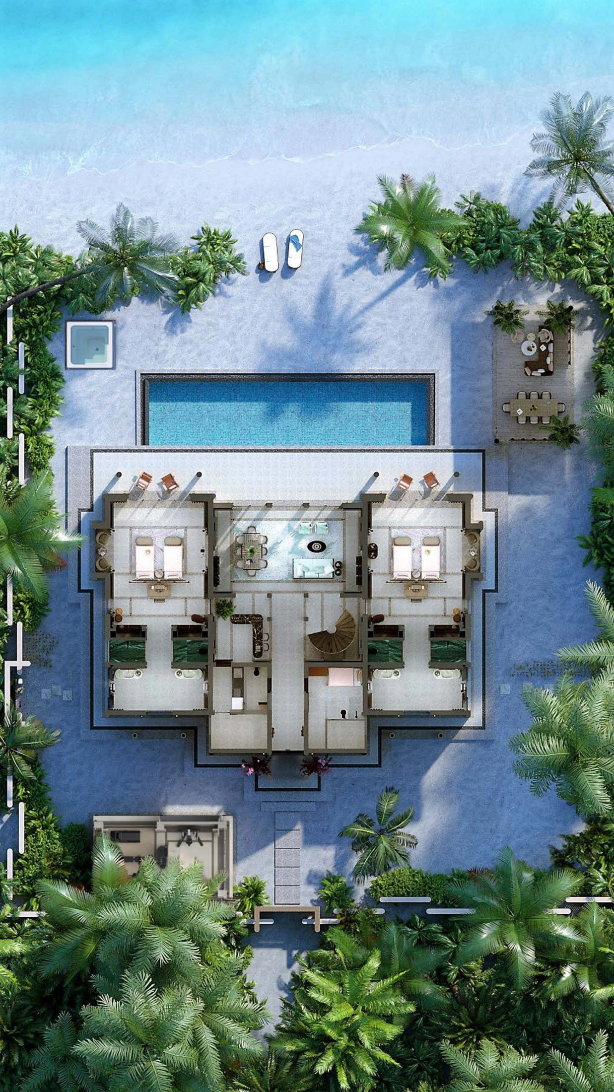 JOALI Maldives · Four Bedroom Beach Residence With Pool – Grundriss