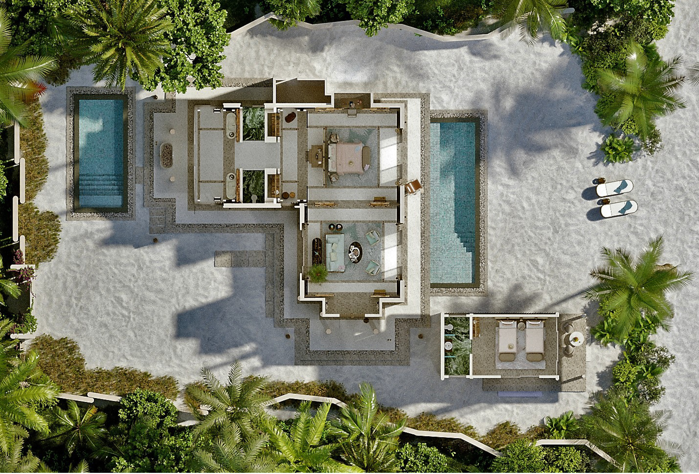 JOALI Maldives · Two Bedroom Family Beach Villa With Two Pools – Grundriss
