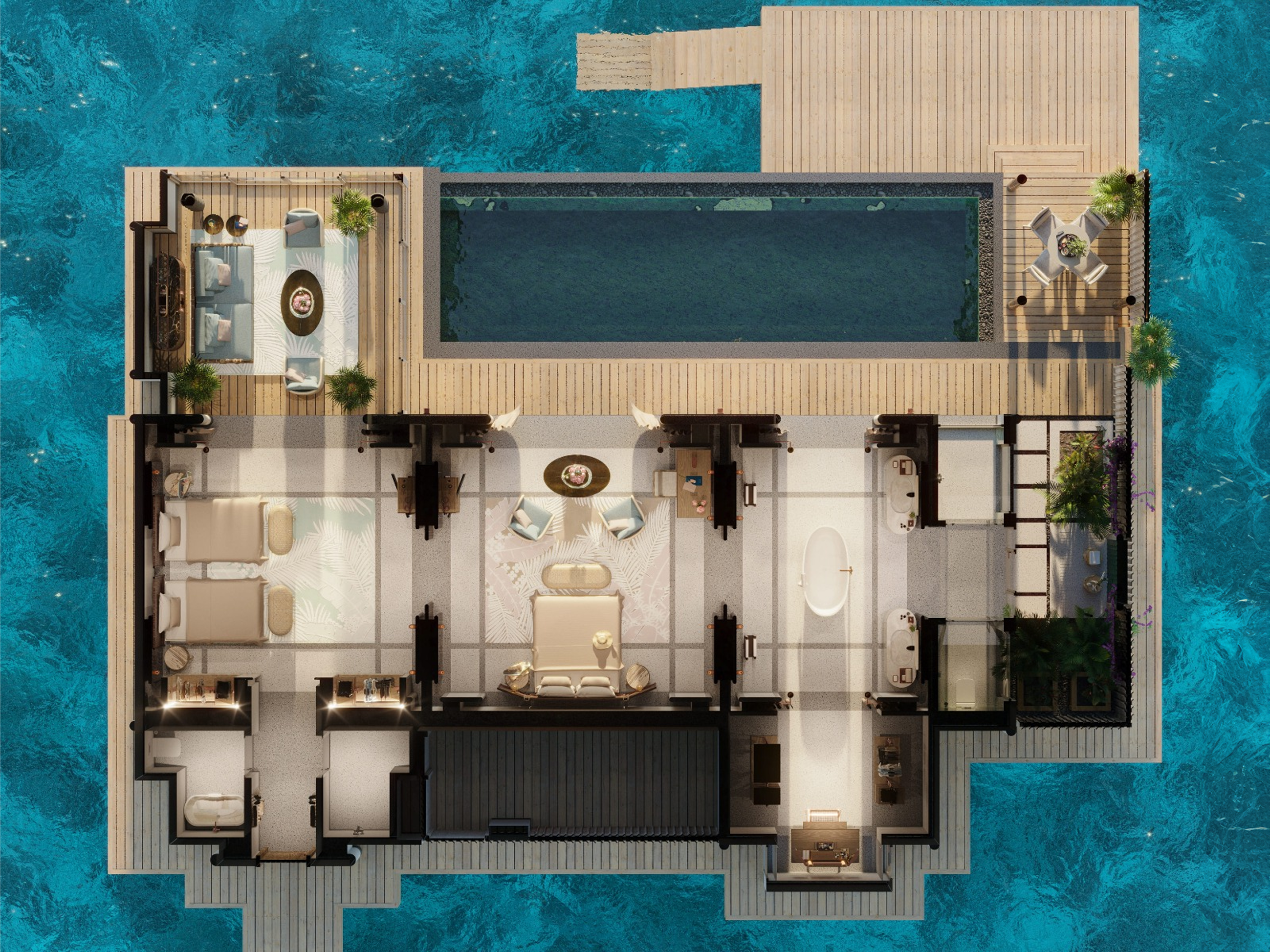 JOALI Maldives · Two Bedroom Water Villa With Pool – Grundriss