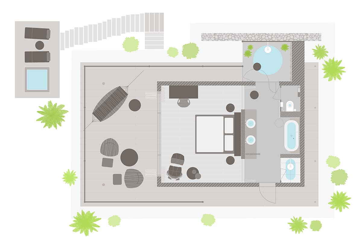 Zuri Zanzibar · Grundriss · Jacuzzi Bungalow