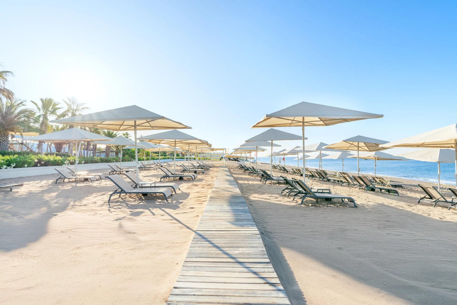 Paloma Finesse Side · Liegen und Schirme am Hotelstrand