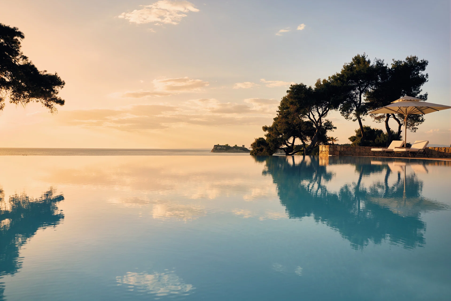 Sani Club · Sani Club Infinity pool on sunset