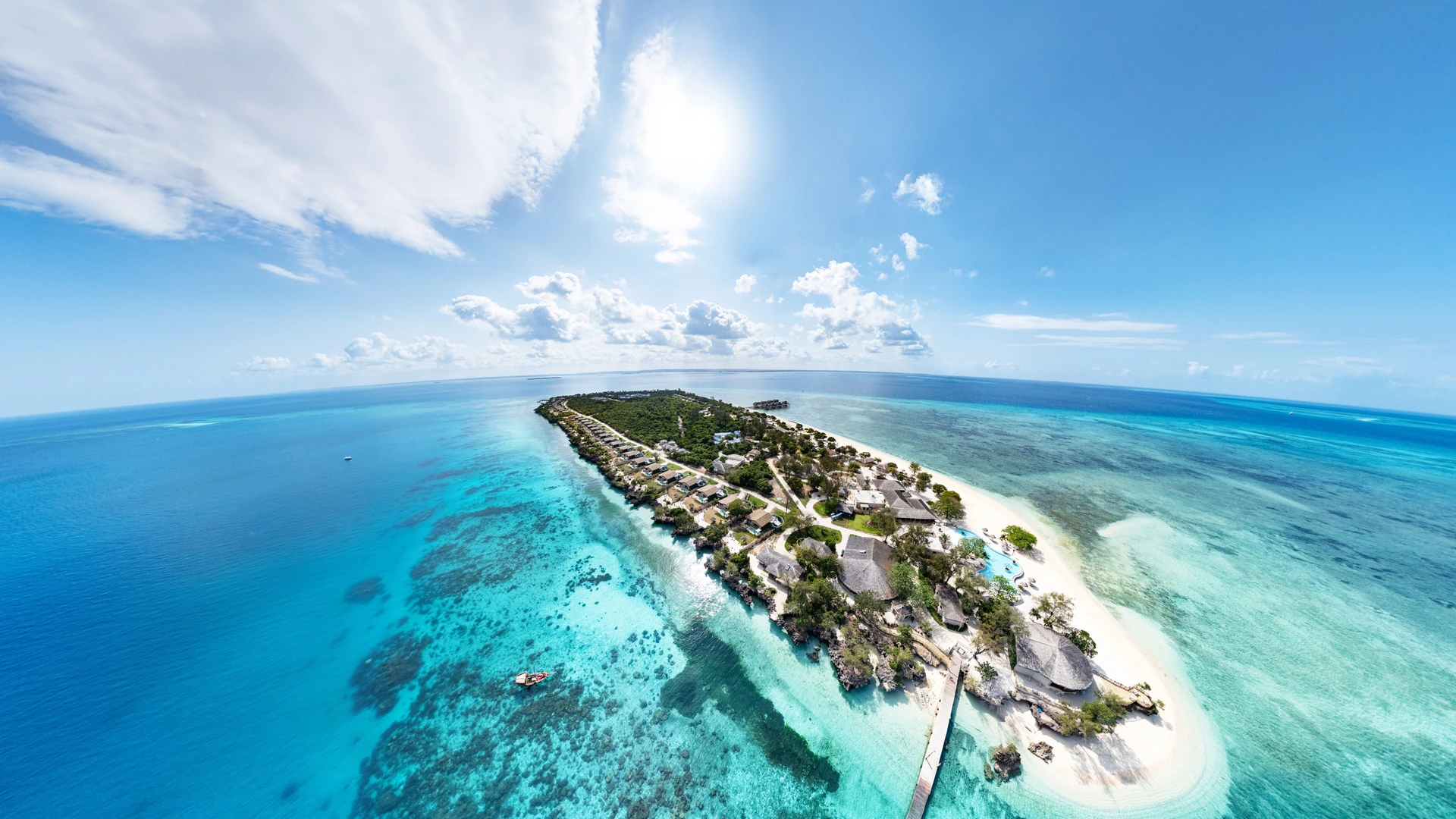 Bawe Island Zanzibar · Helle Gesamtansicht der Privatinsel mit Strand und Meer