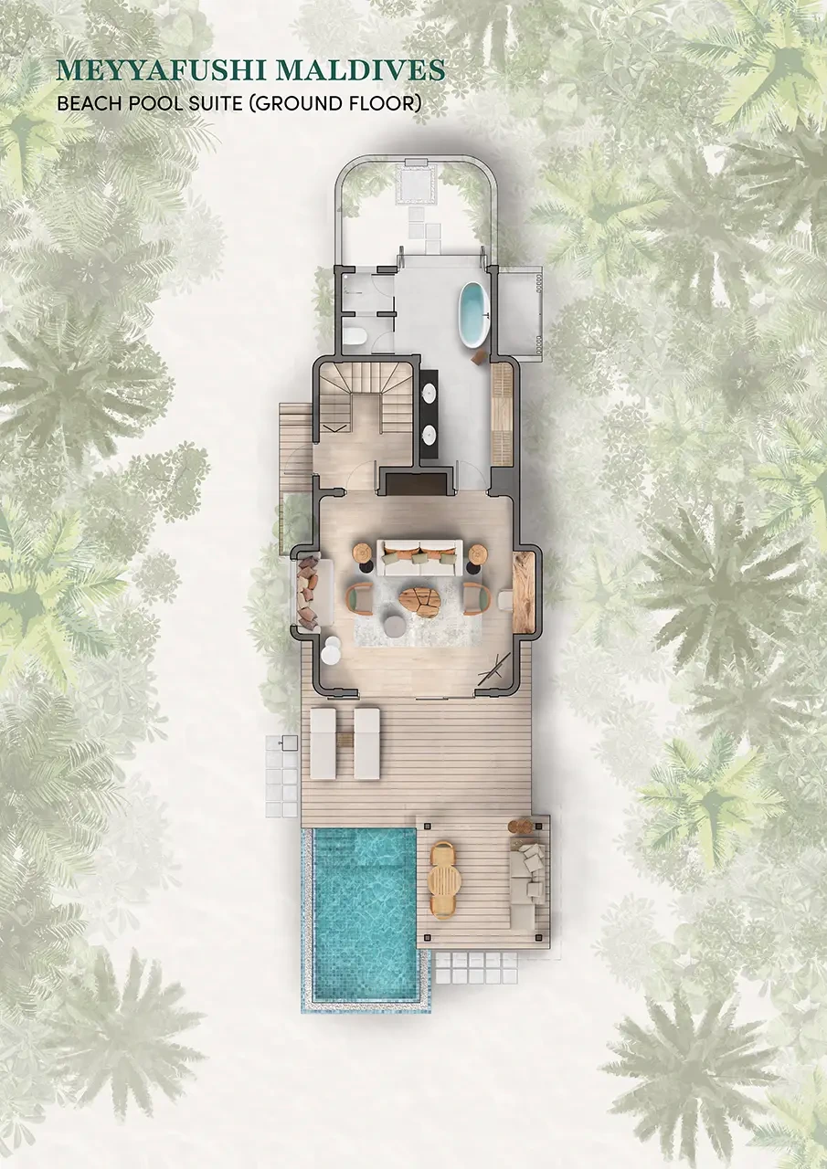 Meyyafushi Maldives · Beach Pool Suite – Grundriss