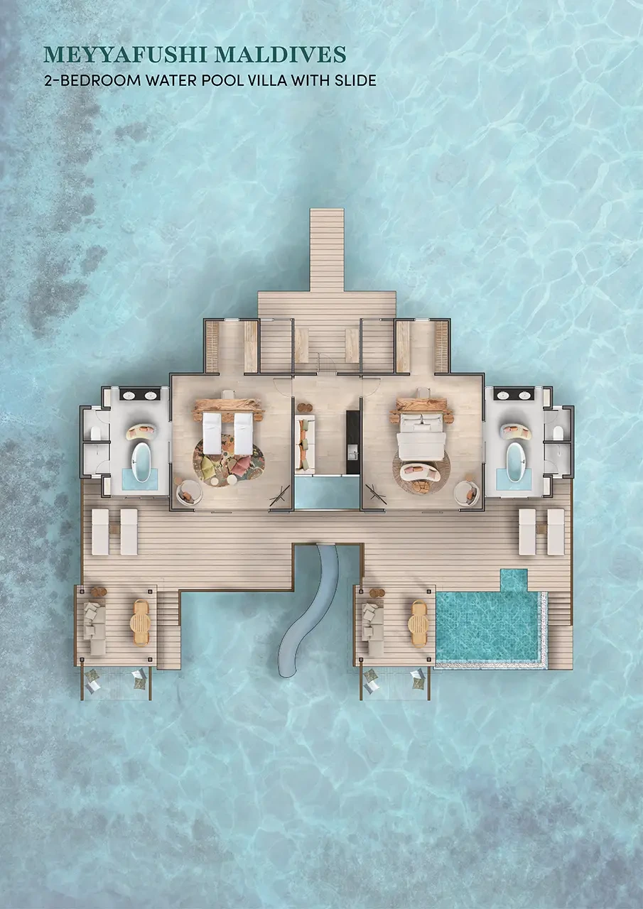 Meyyafushi Maldives · 2-bedroom Water Pool Villa with Slide – Grundriss