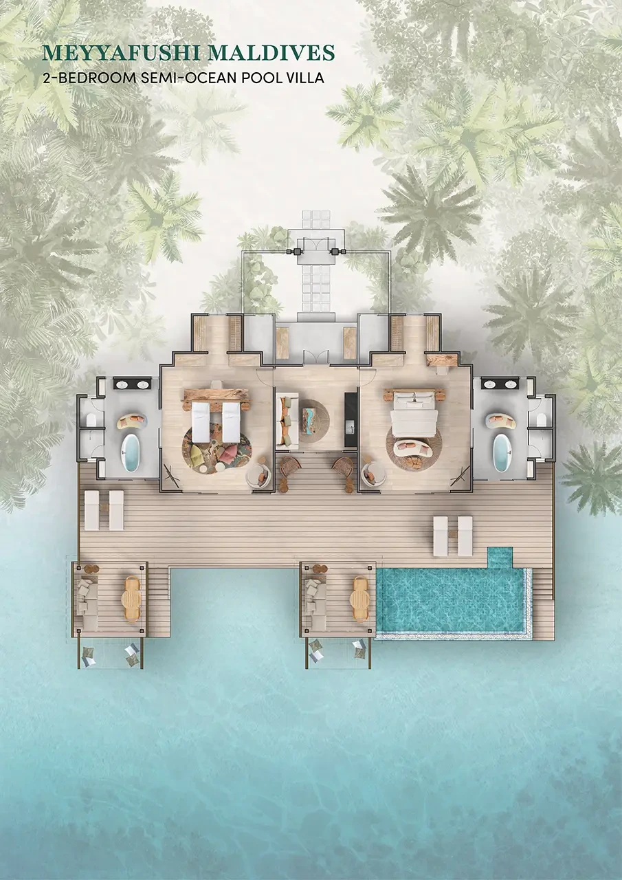 Meyyafushi Maldives · 2-bedroom Semi-Ocean Pool Villa – Grundriss