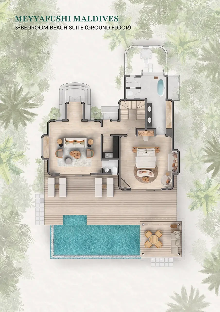 Meyyafushi Maldives · 3-bedroom Beach Suite – Grundriss