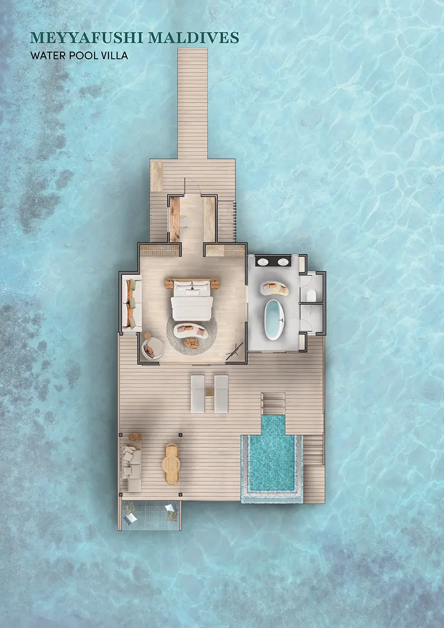 Meyyafushi Maldives · Water Pool Villa – Grundriss