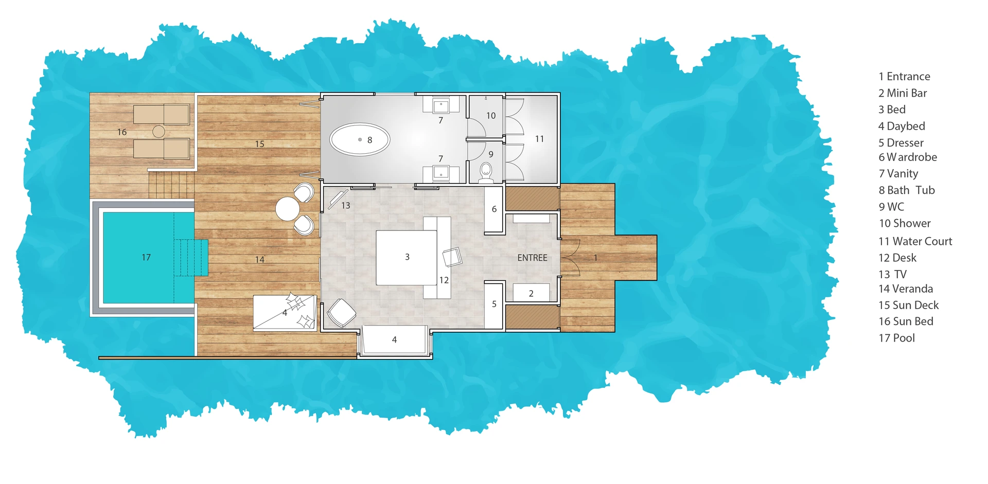 Sun Siyam Iru Veli · Ocean Villa with Pool – Grundriss