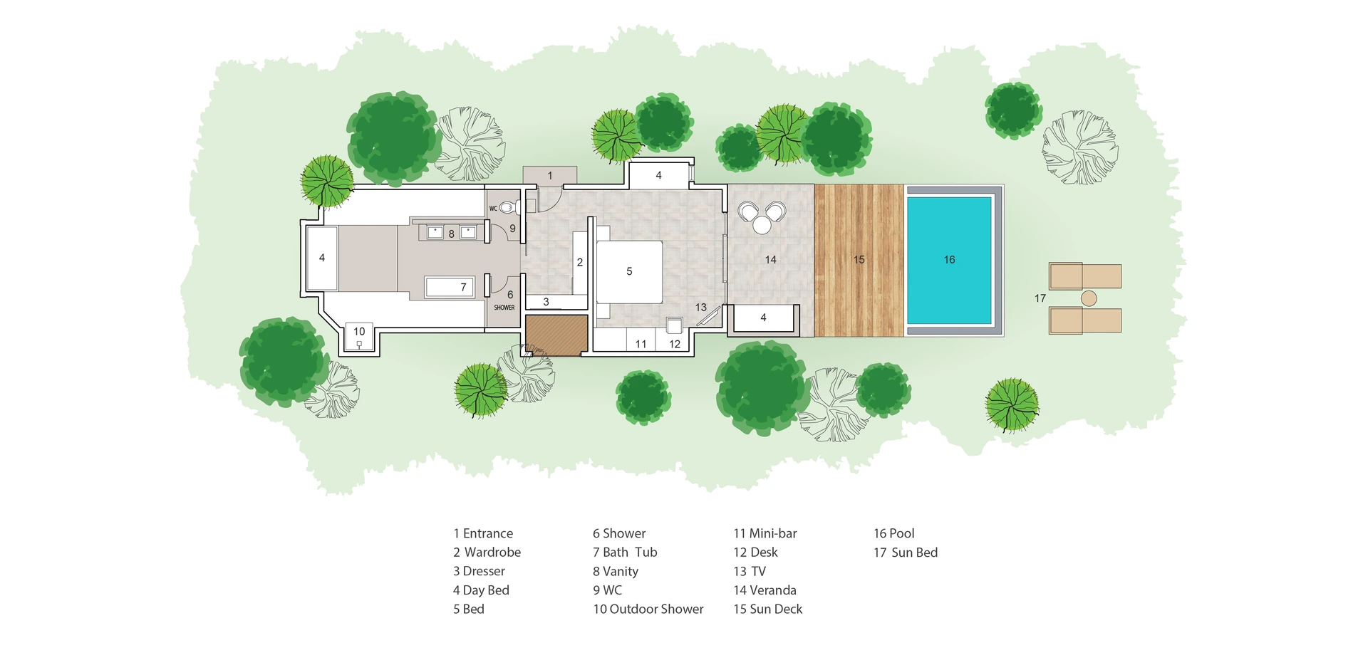 Sun Siyam Iru Veli · Beach Villa with Pool – Grundriss