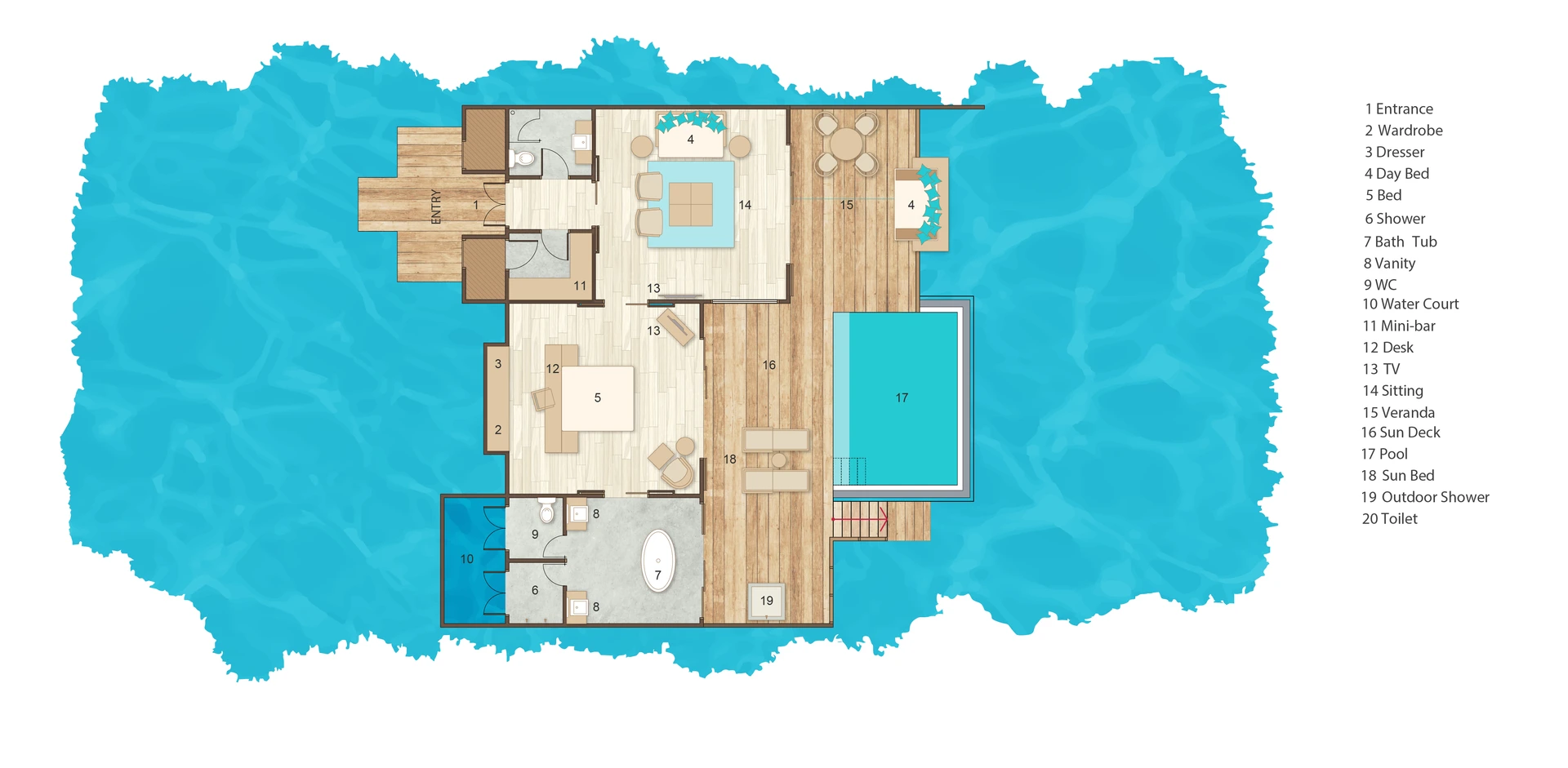 Sun Siyam Iru Veli · Ocean Residence with Pool – Grundriss