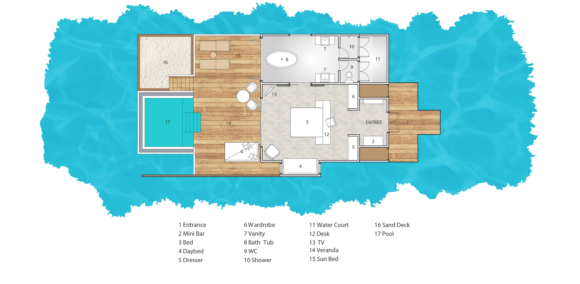 Sun Siyam Iru Veli · Dolphin Ocean Villa with Pool – Grundriss