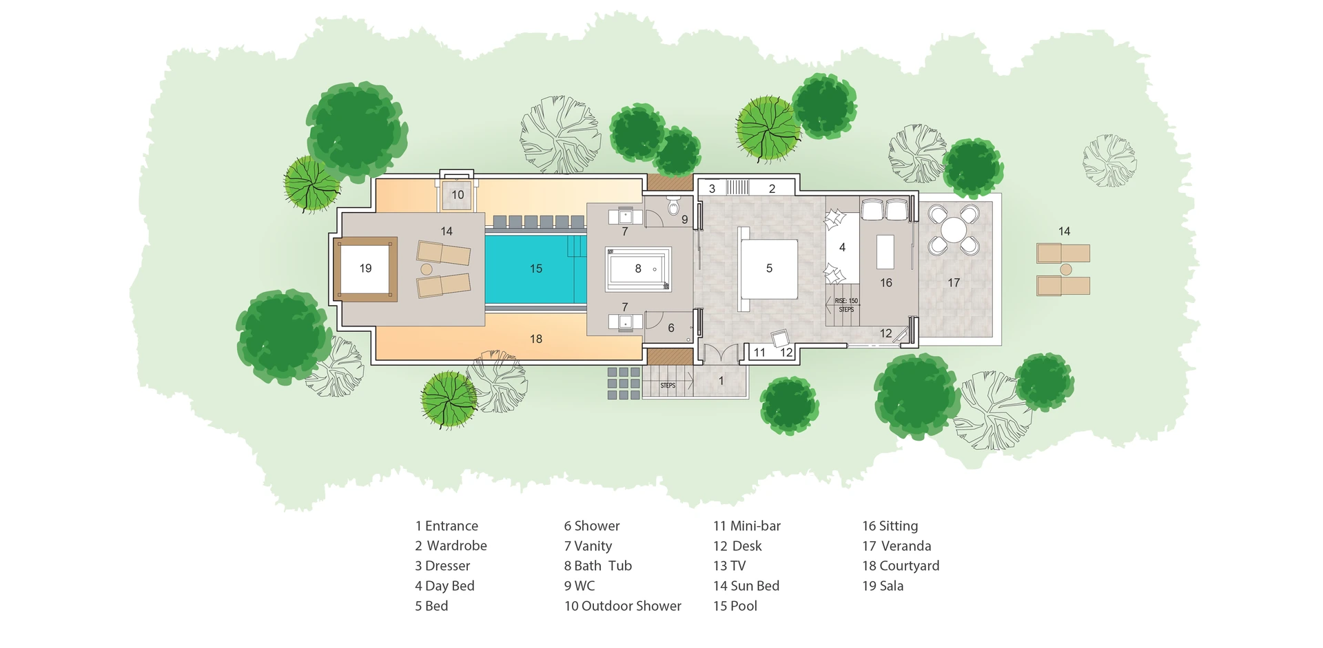 Sun Siyam Iru Veli · Grand Beach Villa with Pool – Grundriss