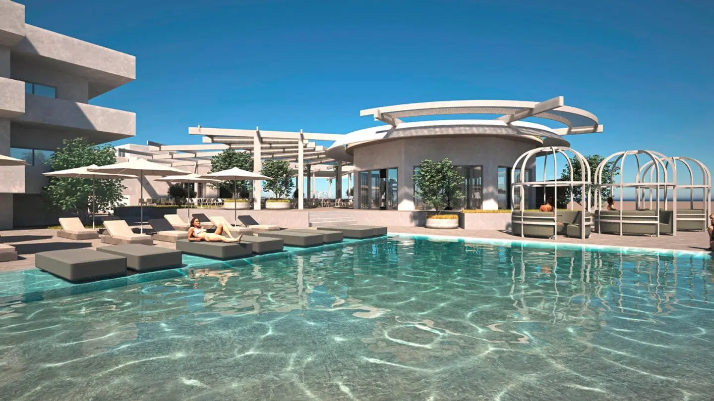 Pool und Architektur des ananea Kalithea